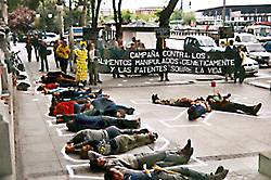 Manifestación organizada en Madrid por Ecologistas en Acción contra los alimentos transgénicos, y más concretamente contra la Compañía Monsanto.
