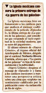 La iglesia mexicana censura la primera entrega de "La guerra de las galaxias"