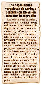 Las reposiciones veraniegas de series y pel�culas de televisi�n aumentan la depresi�n