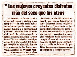 Las mujeres creyentes disfrutan m�s del sexo que las ateas.