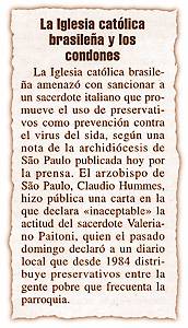 La Iglesia cat�lica brasile�a y los condones.