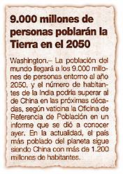 9.000 millones de personas poblar�n la Tierra en el 2050