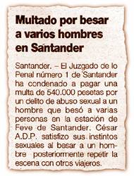 Multado por besar a varios hombres en Santander.