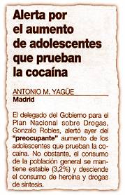 Alerta por el aumento de adolescentes que prueban la coca�na.