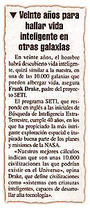 Veinte a�os para hallar vida inteligente en otras galaxias