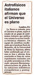 Astrof�sicos italianos afirman que el Universo es plano