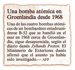 Una bomba at�mica en Groenlancia desde 1968