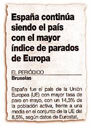 Espa�a contin�a siendo el pa�s con el mayor �ndice de parados de Europa.