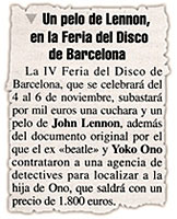 Un pelo de Lennon, en la Feria del Disco de Barcelona.