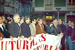 Vicente Alvarez Areces en la manifestación por la recuperación de las cuencas mineras, en Mieres (Asturias)