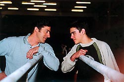 Benjamín Bango y Jose Luis Fernández, entrenador y gimnasta.