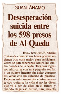 Desesperacin suicida entre los 598 presos de Al Qaeda