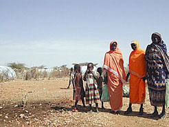 Mujeres y nias en el campo de desplazados de Kassab. Darfur Norte. Julio 2004.