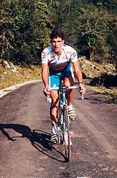 Jose Mara Jimnez "El Chaba", gran vencedor de la etapa del Angliru en la Vuelta a Espaa 99, en su primer ascenso a la cumbre asturiana.