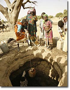 Niñas refugiadas sudanesas buscando agua. Campamentos del este de Chad. ACNUR/ Chad_H.Caux