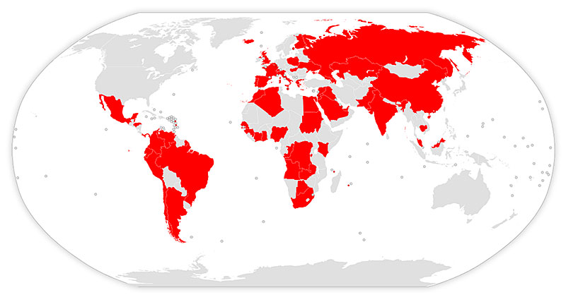 Países implicados en los 'Los papeles de Panamá'. Fuente: Wikipedia.